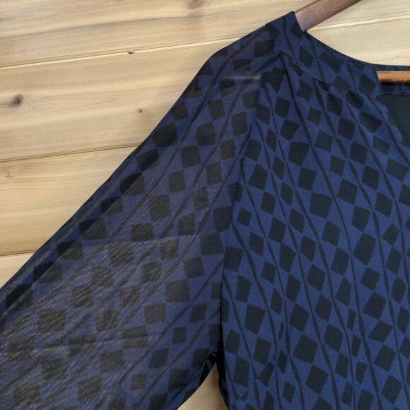 CAbi #3102 Harlequin Shift Dress Blue and Black size Medium - Picture 3 of 9